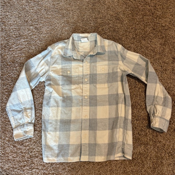 Boy’s GAP Flannel Shirt in Winter White and Gray Size L - Picture 1 of 4